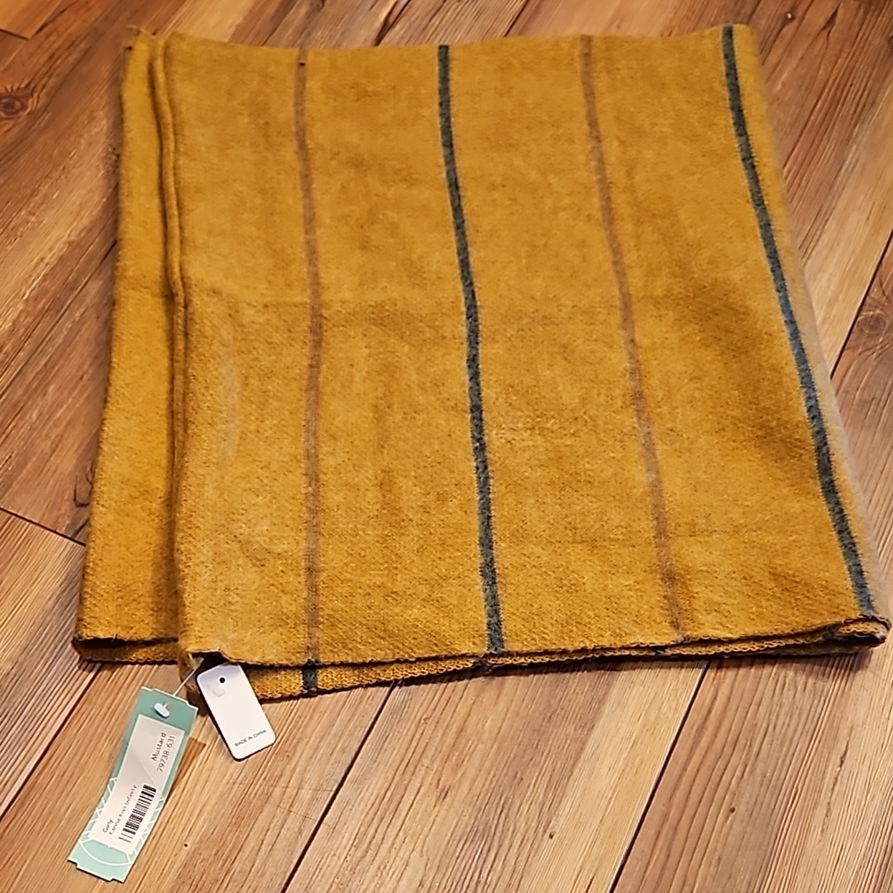 🆕 Girly Mustard Yellow Wool Scarf with Stripes